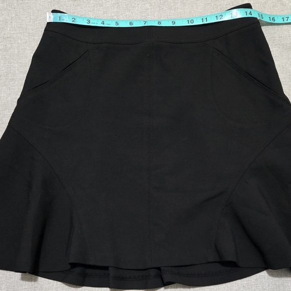 Diane Von Furstenberg Black Flounce Mini Skirt A-Line Size 8 - Picture 11 of 12